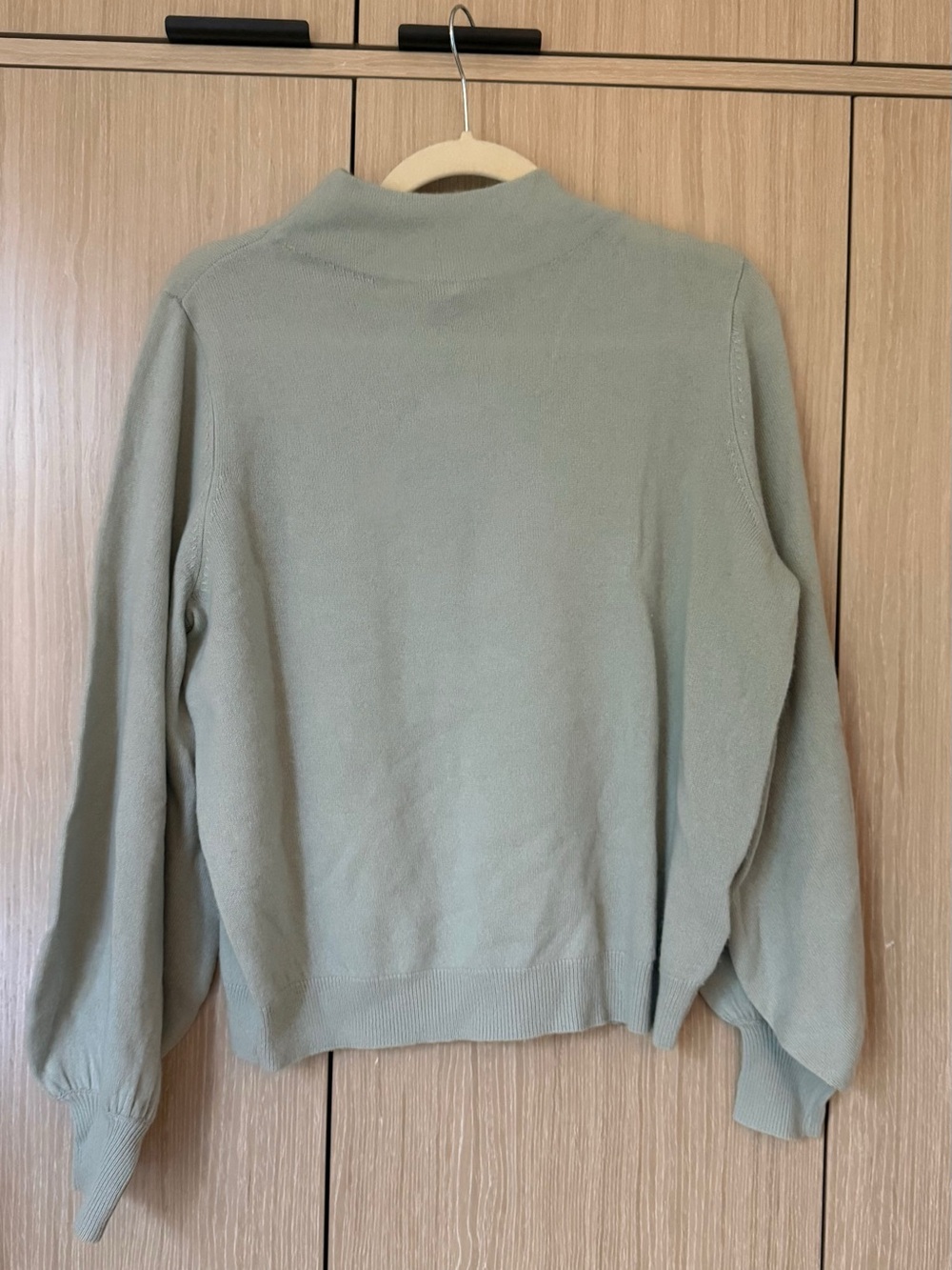 Ted Baker Shano Green Mock Neck Balloon Sleeve Cashmere Sweater